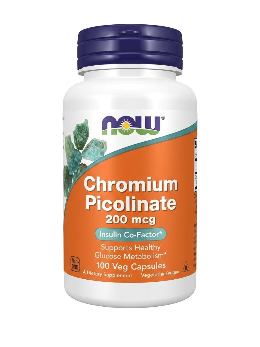 Policolinato Cromo 200 mcg – Suplemento Dietético para el Metabolismo de la Glucosa NOW - Berja Nutrition