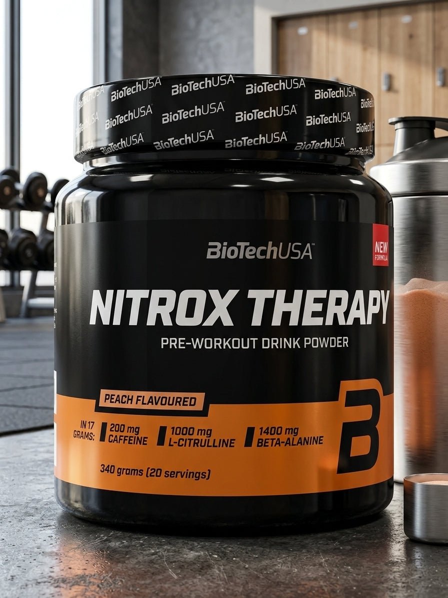 Pre-entreno BioTechUSA NITROX THERAPY – Sabor Melocotón – 340g (20 servicios) - Berja Nutrition