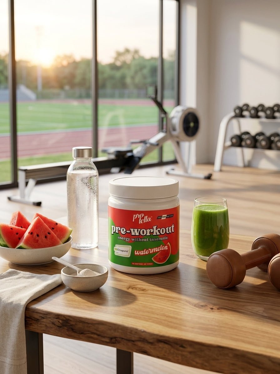 Pre-entreno: Pro-Tella Pre-Workout Sabor Sandía: Energía sin Insomnio y Creapure - Berja Nutrition